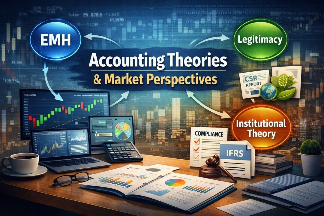 Accounting theories and market perspectives concept showing financial data and reporting systems