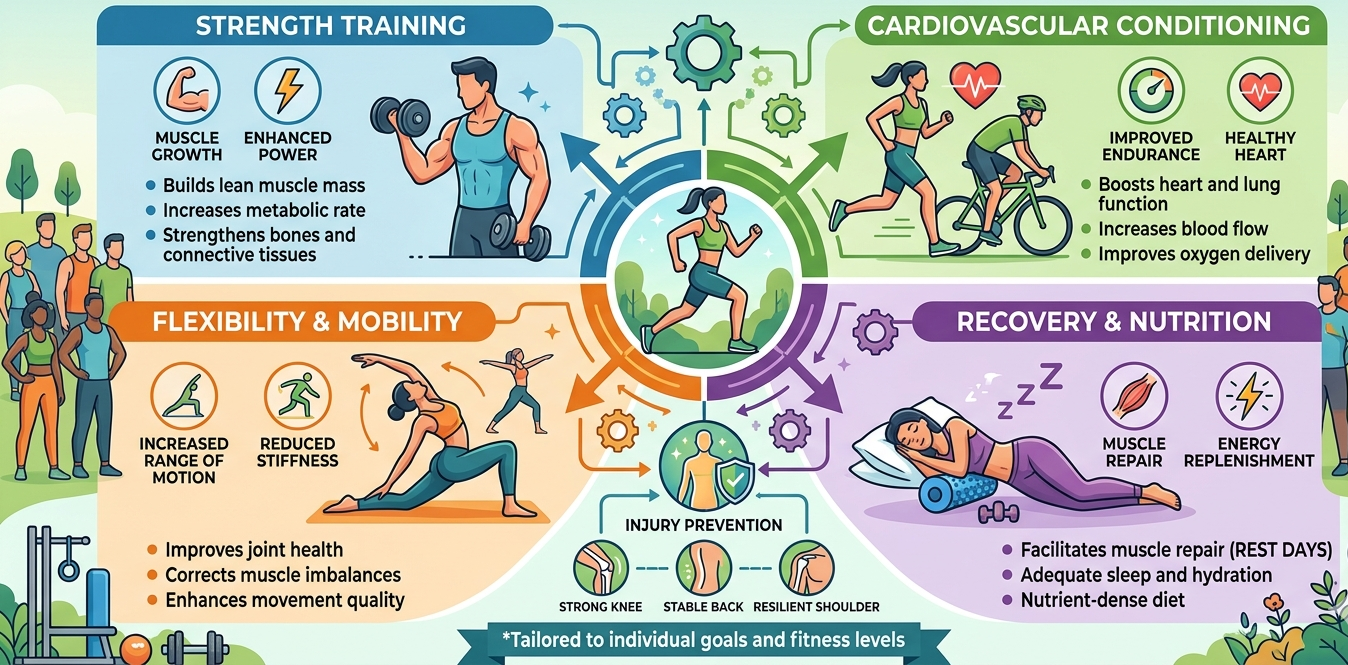 balanced training that promotes an adequate conditioning of the muscles and injury prevention