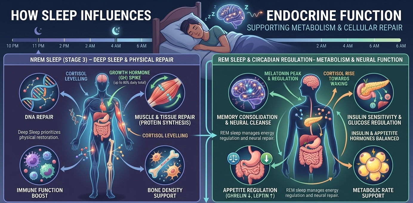 how sleep influences endocrine function supporting metabolism and cellular repair