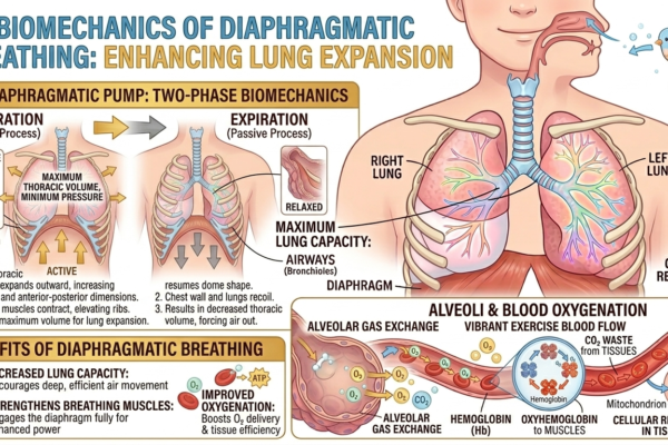 illustration of biomechanics of diaphragmatic breathing to enhance lung expansion