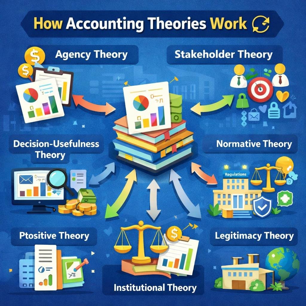 How key accounting theories work together in financial reporting and decision-making processes