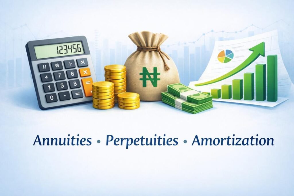 Financial Mathematics concepts showing time value of money illustration