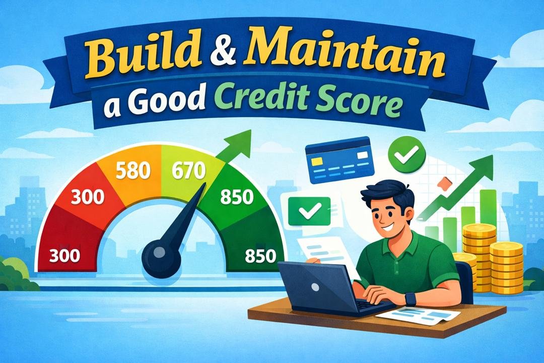 Build and maintain a good credit score illustration with financial growth chart