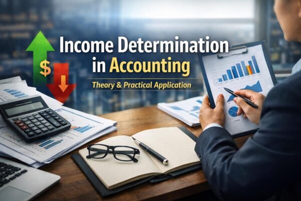 Income Determination in Accounting concept with financial reports and profit analysis