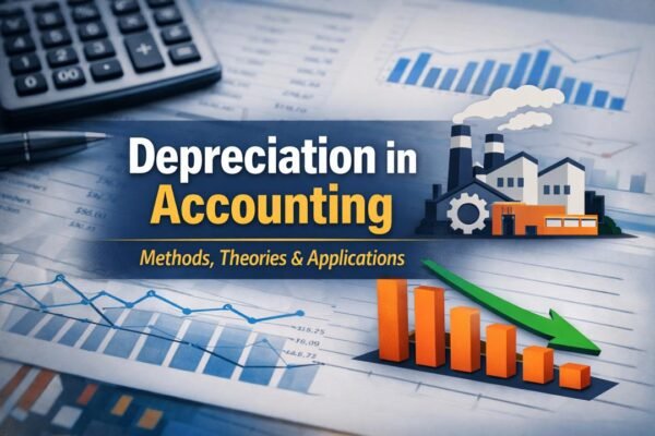 Depreciation in accounting illustration showing asset value decline over time