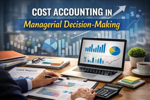 Cost Accounting in Managerial Decision-Making concept showing financial analysis and business planning