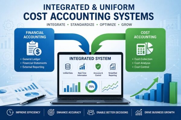 Integrated and Uniform Cost Accounting Systems showing financial and cost accounting integration in one system