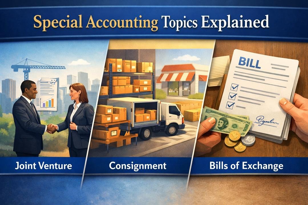 Illustration of joint ventures consignments and bills of exchange in accounting