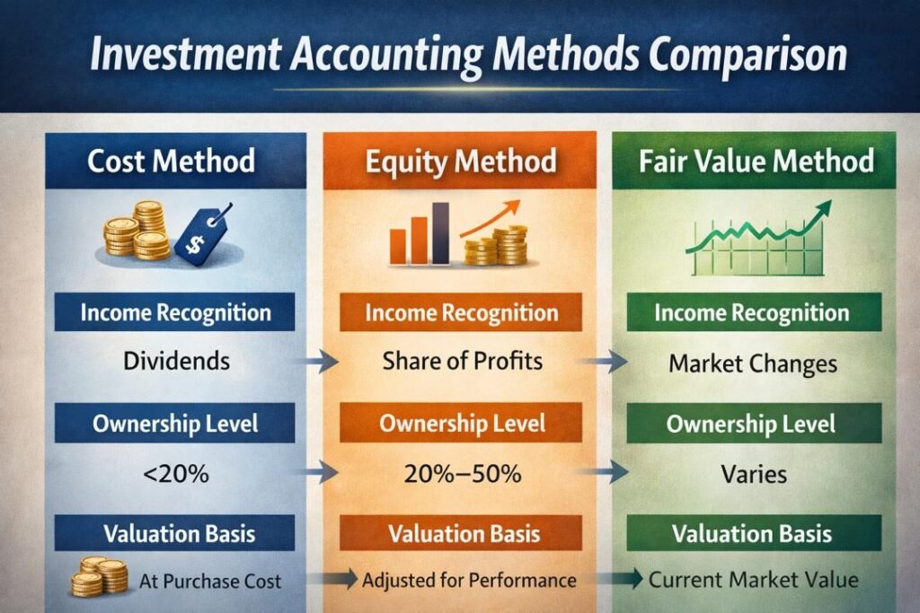 Accounting for investments comparison of cost, equity and fair value methods