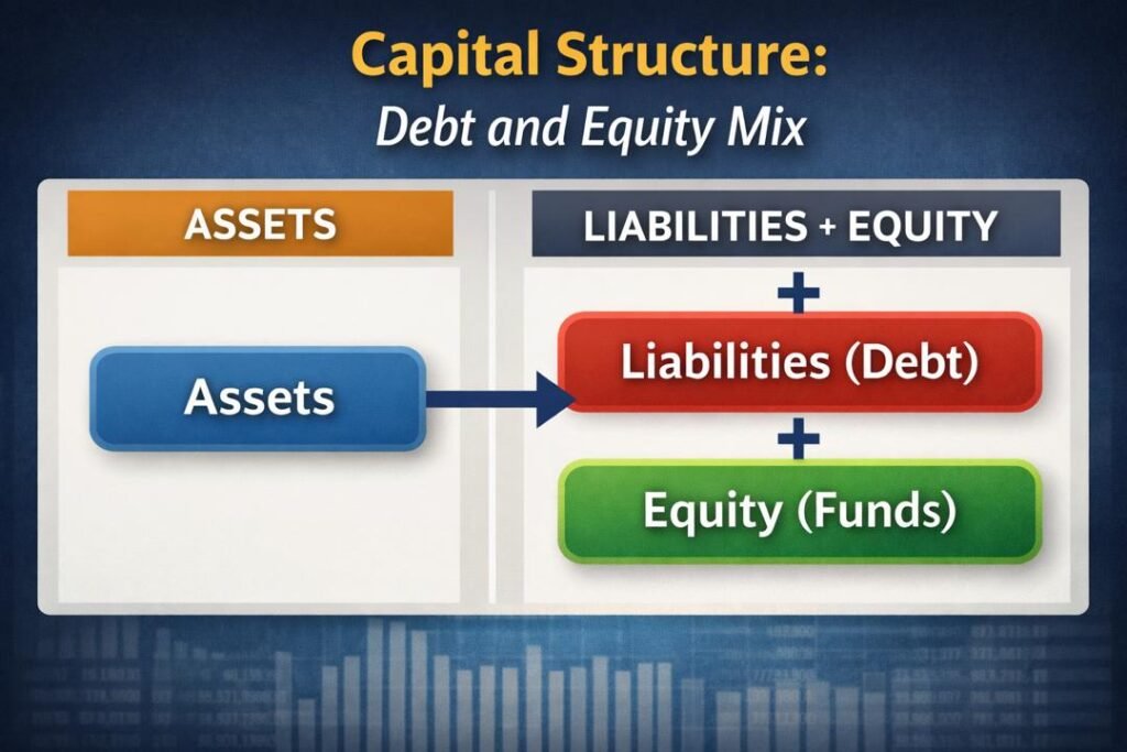 Liabilities and Funds illustrated in a balance sheet structure showing financial position