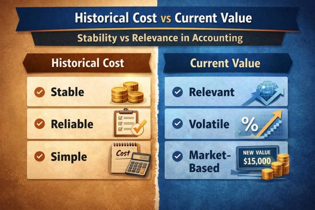Income Measurement Theories comparing historical cost and current value accounting methods
