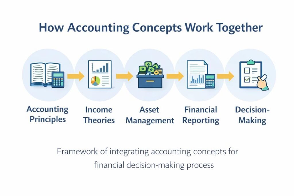 Framework of integrating accounting concepts for financial decision-making process