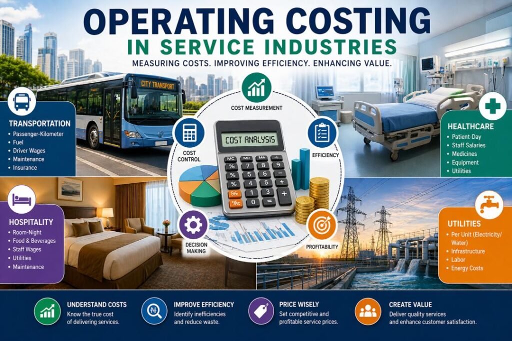 Operating Costing in Service Industries formula showing cost per unit calculation process
