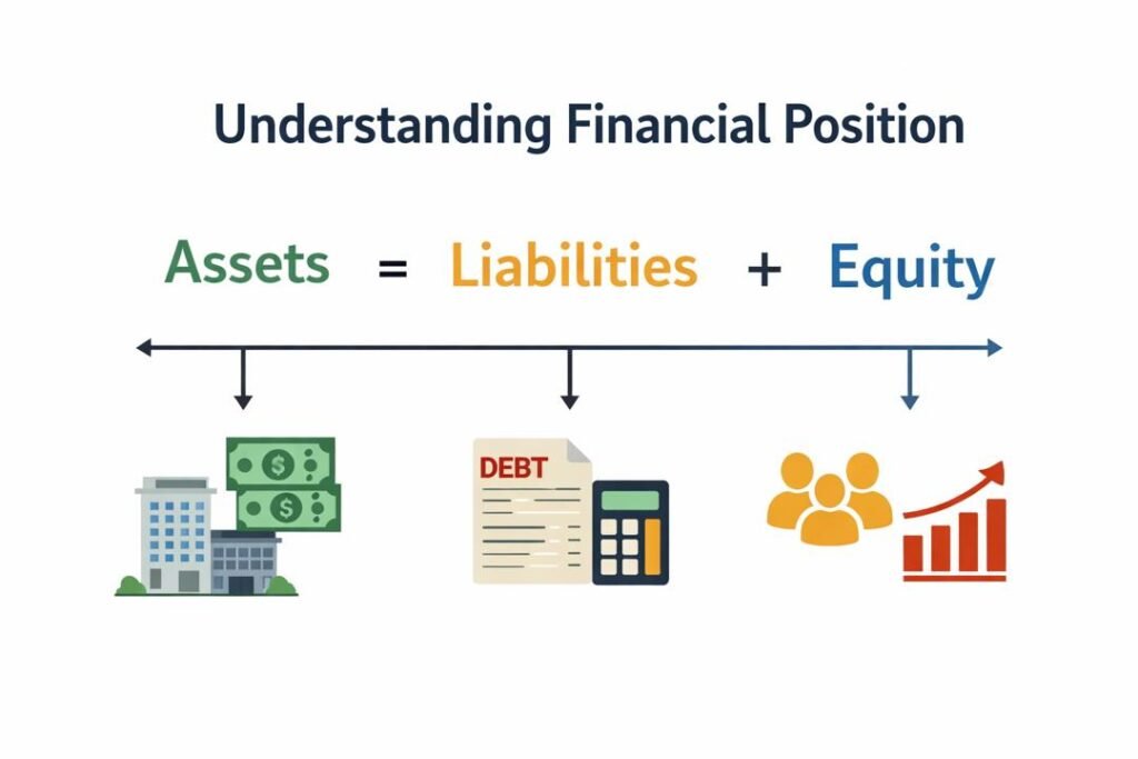 Diagram explaining preparing final accounts of companies with assets liabilities and equity