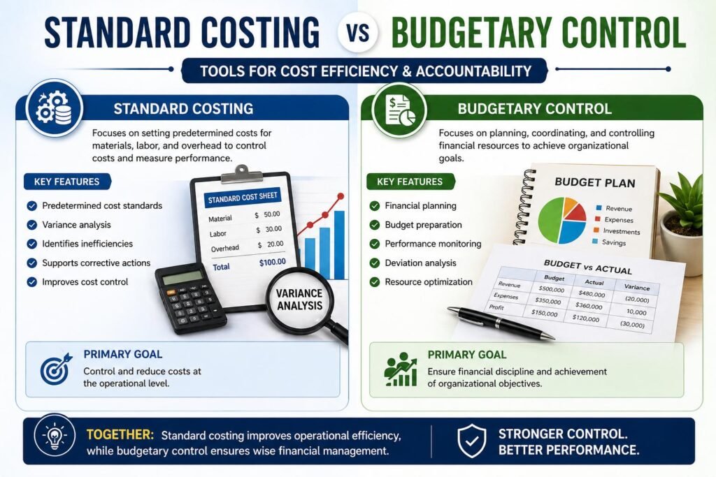 Accounting control systems comparing standard costing and budgetary control methods