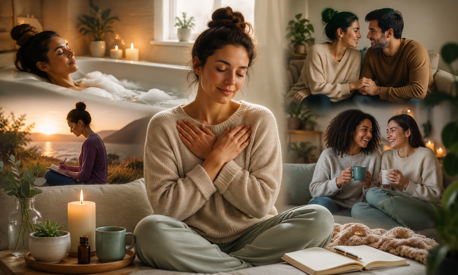 Serene moments of self-care and connection