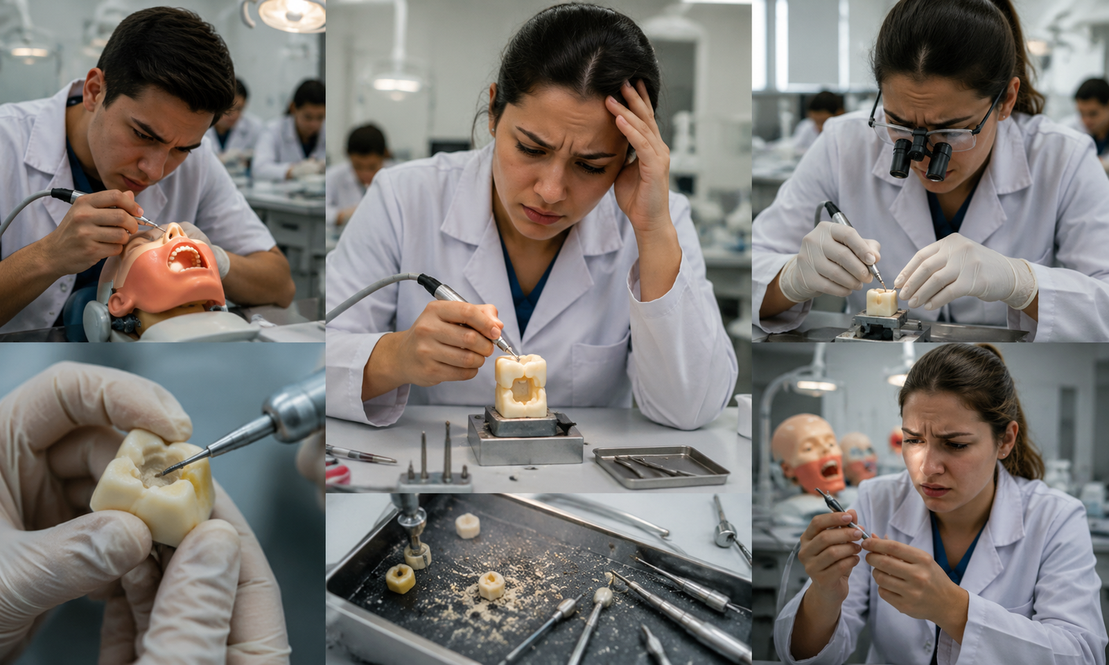 Dental students in training challenges