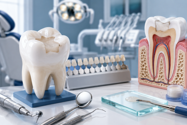 Dental tools and models in clinic