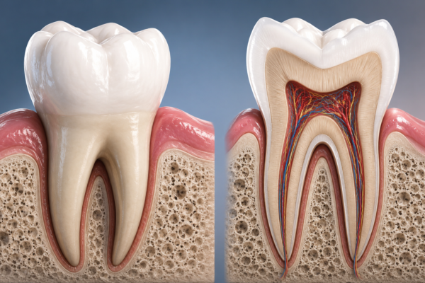 Tooth anatomy cross-section and external view