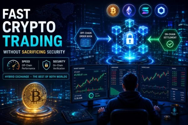 Fast crypto trading with secure blockchain verification on a hybrid exchange platform