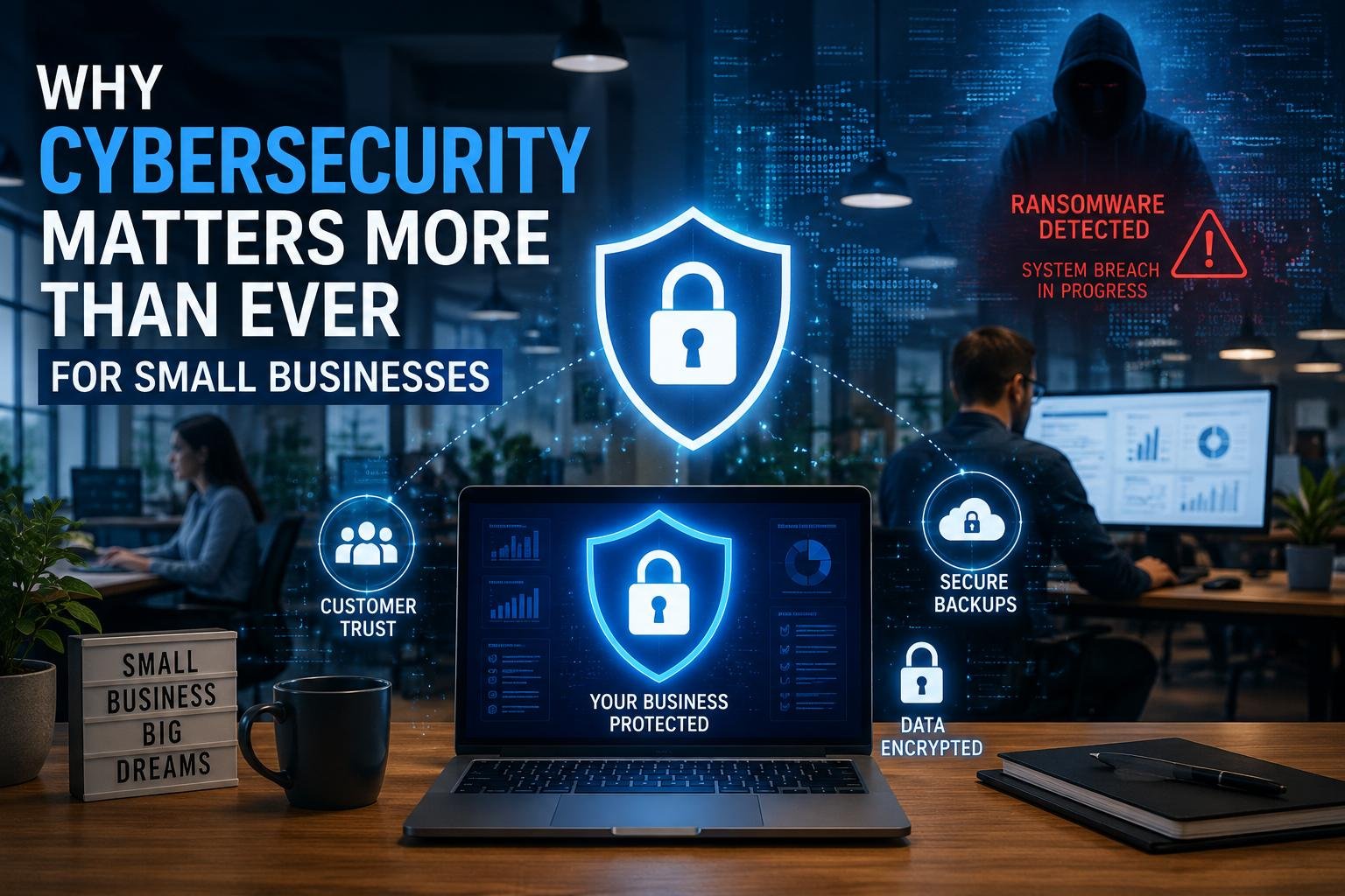 Why Cybersecurity Matters More Than Ever for Small Businesses digital protection concept