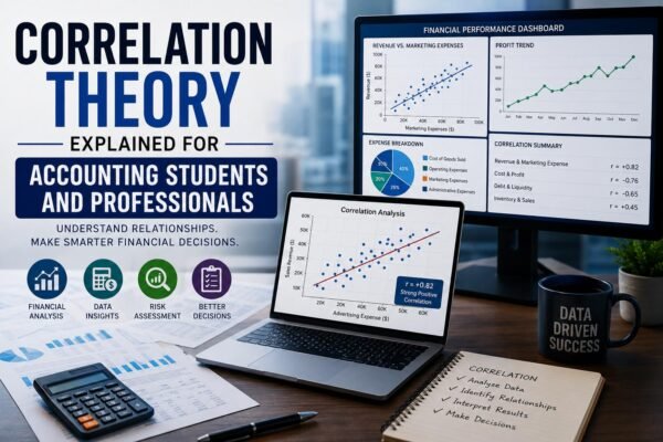 Correlation analysis in accounting showing financial data trends and business performance relationships