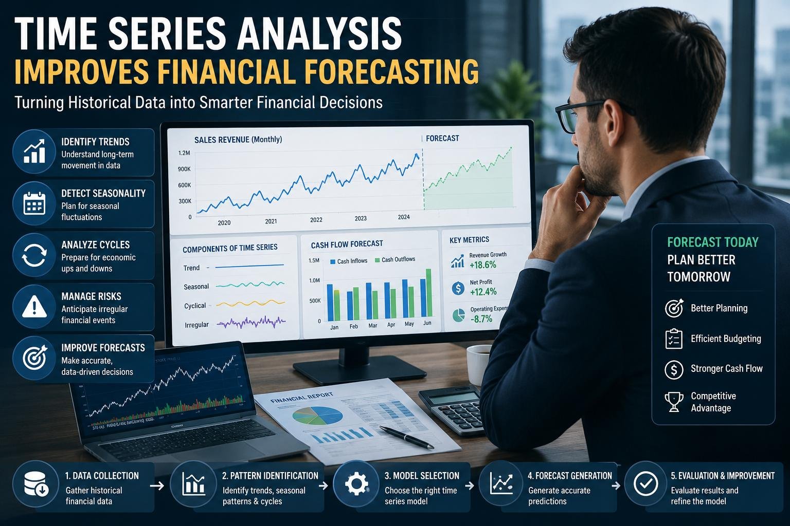 Time series analysis improving financial forecasting and business trend analysis