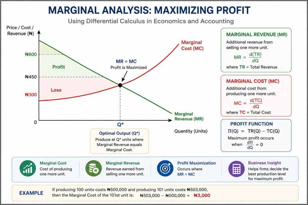 Differential Calculus in Accounting and Economics marginal analysis graph
