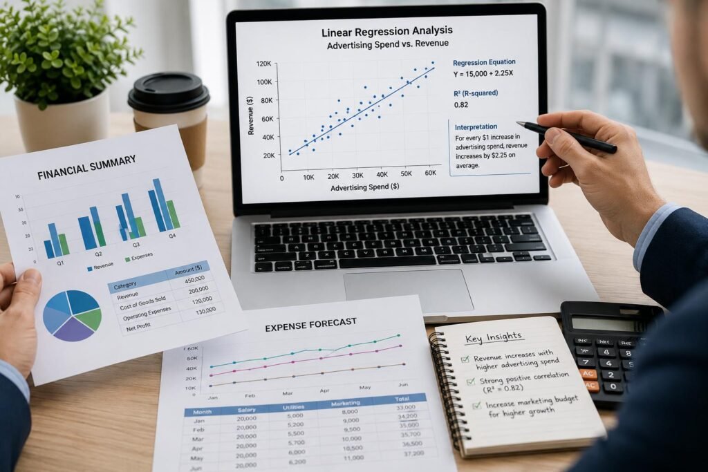 Application of linear regression in forecasting revenue and business growth analysis