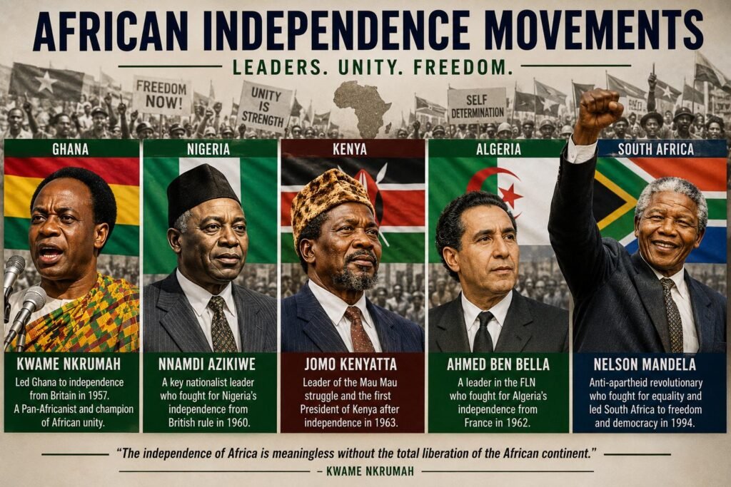 African Independence Movements led by African nationalist leaders
