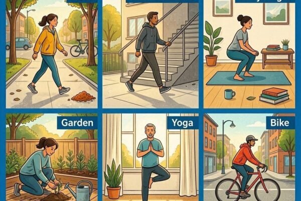 Learn basic physical activities like walking, stretching, and home workouts to improve strength, fitness, and wellbeing.