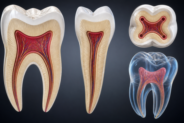 Tooth anatomy cross-sections and 3D view