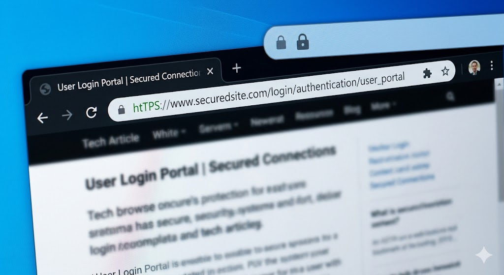 Browser address bar showing HTTPS with a padlock icon indicating SSL encryption.