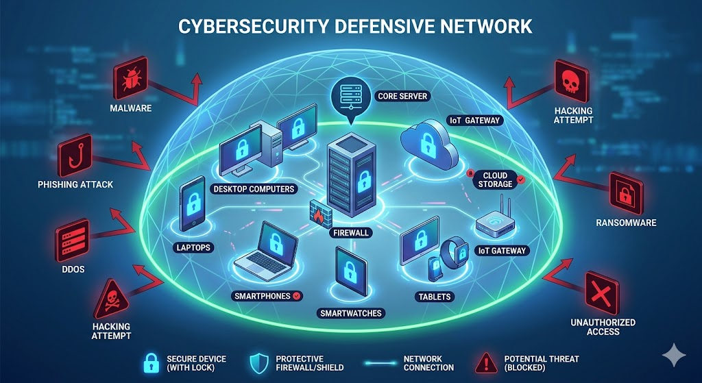 Network security protecting connected devices and data from cyberattacks