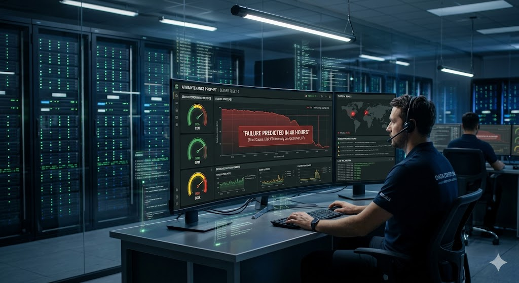 Artificial intelligence predicting software failures and optimizing preventive maintenance.