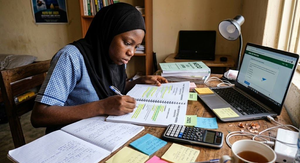 Student identifying repeated topics from WAEC and JAMB past questions