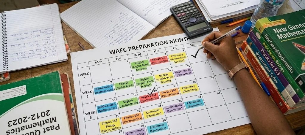 30-Day Intensive Study Plan for WAEC, NECO, and JAMB Success 2 30-day study framework showing subject allocation and revision schedule for examination preparation