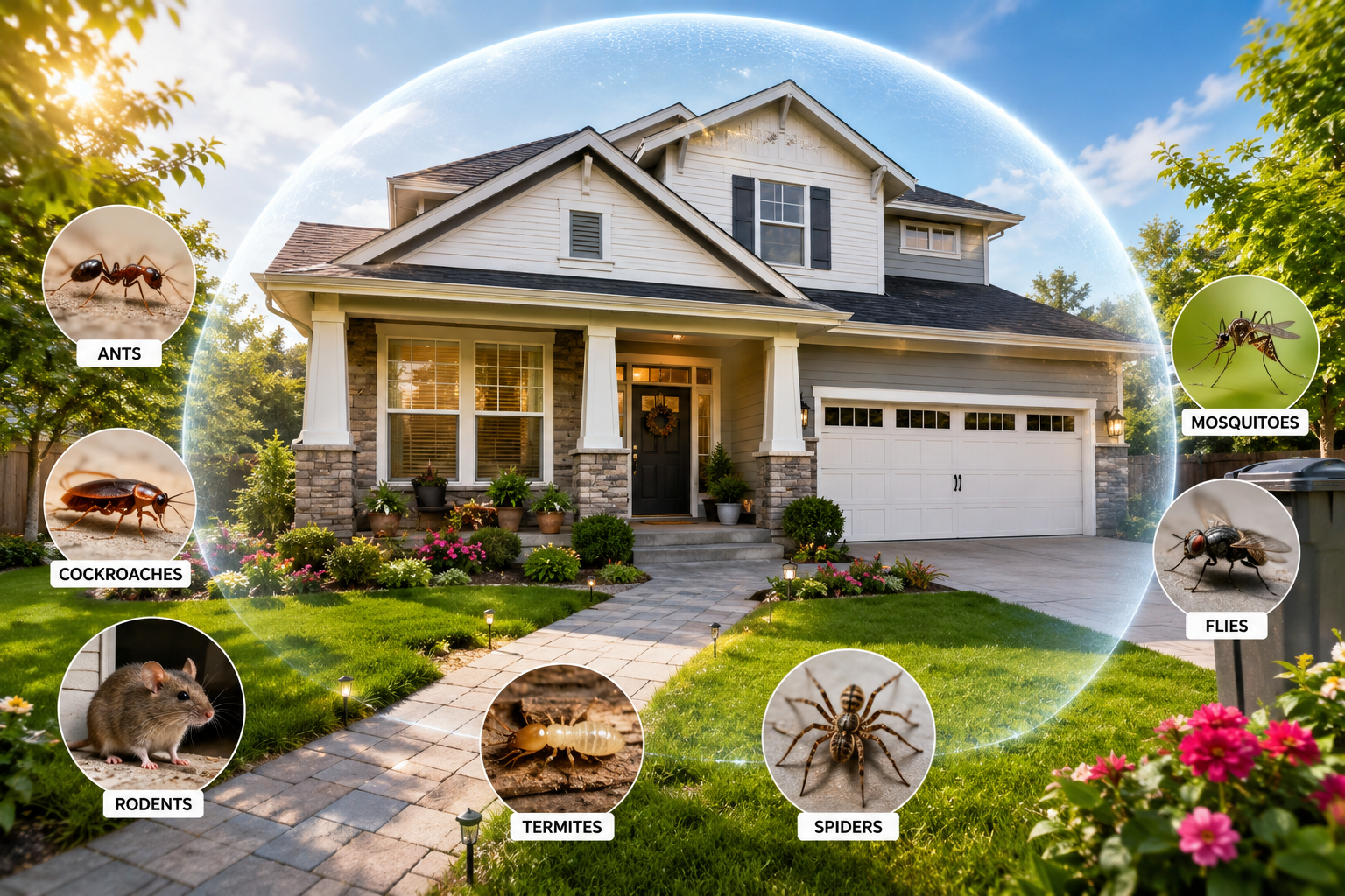 How to Protect Your Home from Common Household Pests 2 Household Pest Prevention guide showing a clean modern home protected from common household pests including ants, rodents, termites and cockroaches