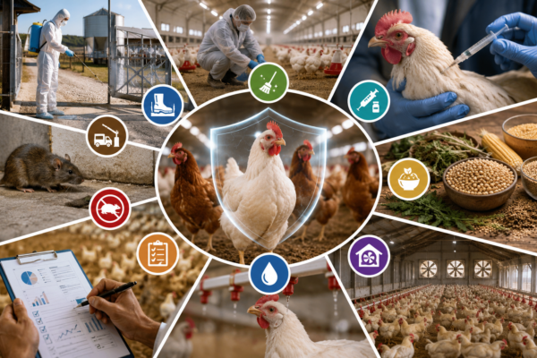 Poultry health and farm biosecurity diagram