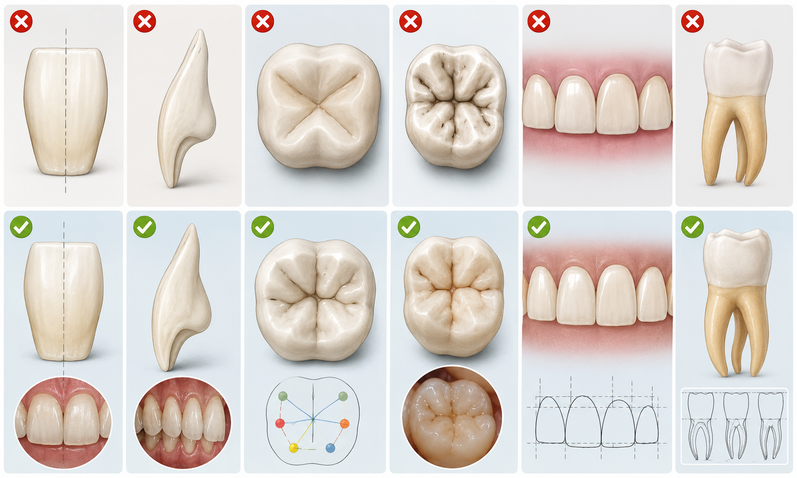 Tooth morphology learning guide: mistakes vs. corrections