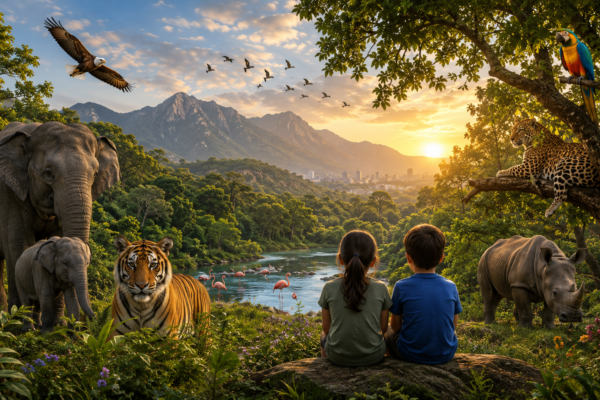 Children and wildlife in harmony