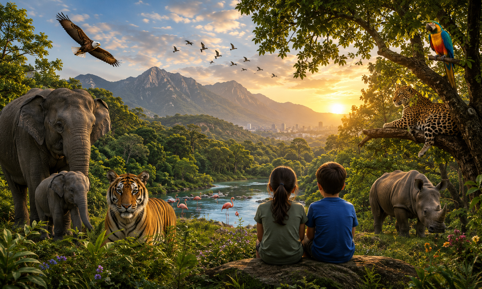 Children and wildlife in harmony