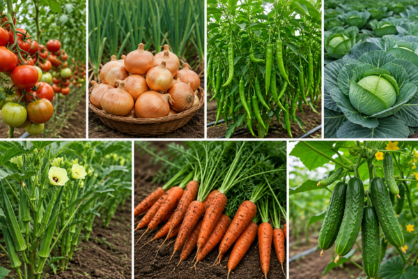 Fresh garden harvest collage