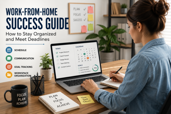 Managing work-from-home-tasks effectively in a productive home office workspace