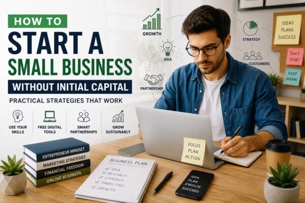 How to Start a Small Business Without Initial Capital – entrepreneur building a business from home using basic resources