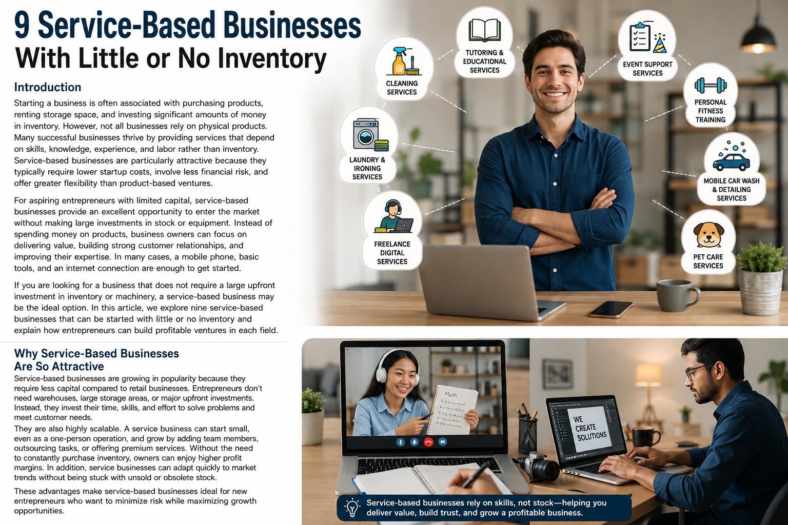 Service-Based Businesses With Little or No Inventory for aspiring entrepreneurs