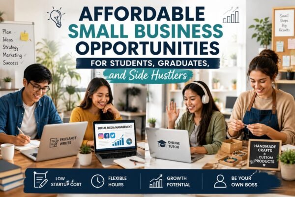 Affordable small business opportunities for students and side hustlers working on low-cost businesses