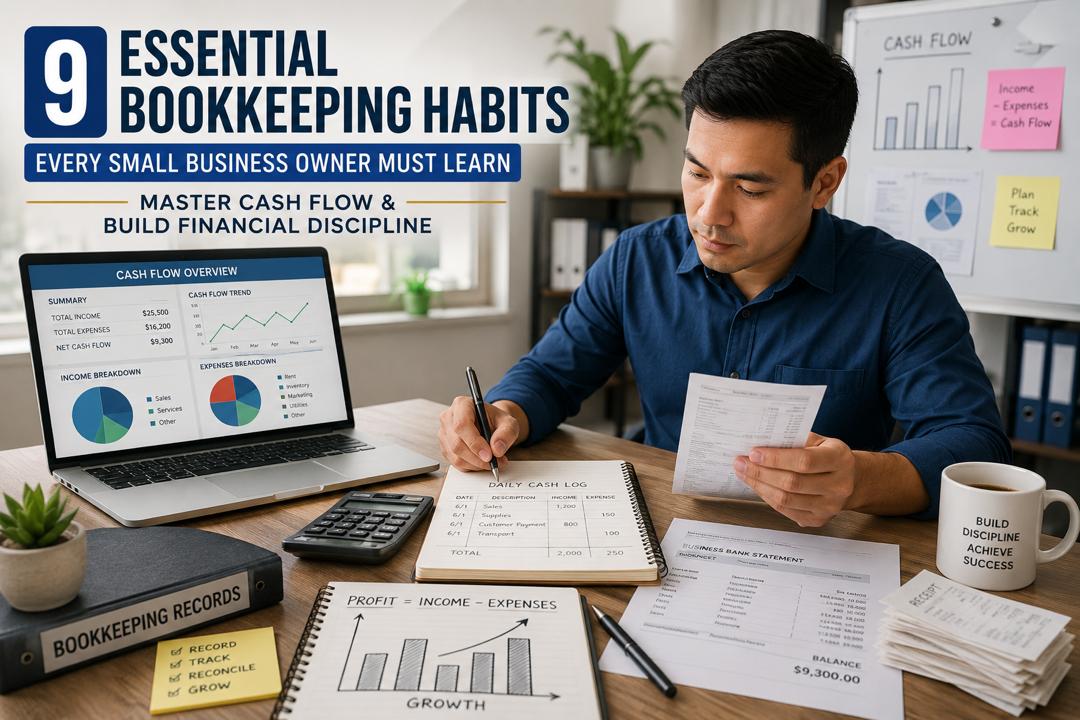 Essential Bookkeeping Habits for Small Business Owners managing cash flow and financial records