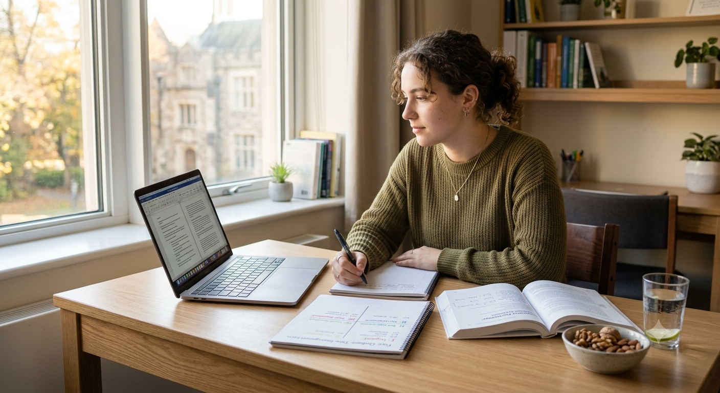 Best Ways to Prepare for Multiple Exams Without Stress 1 Student studying late at night with books and laptop during exam preparation