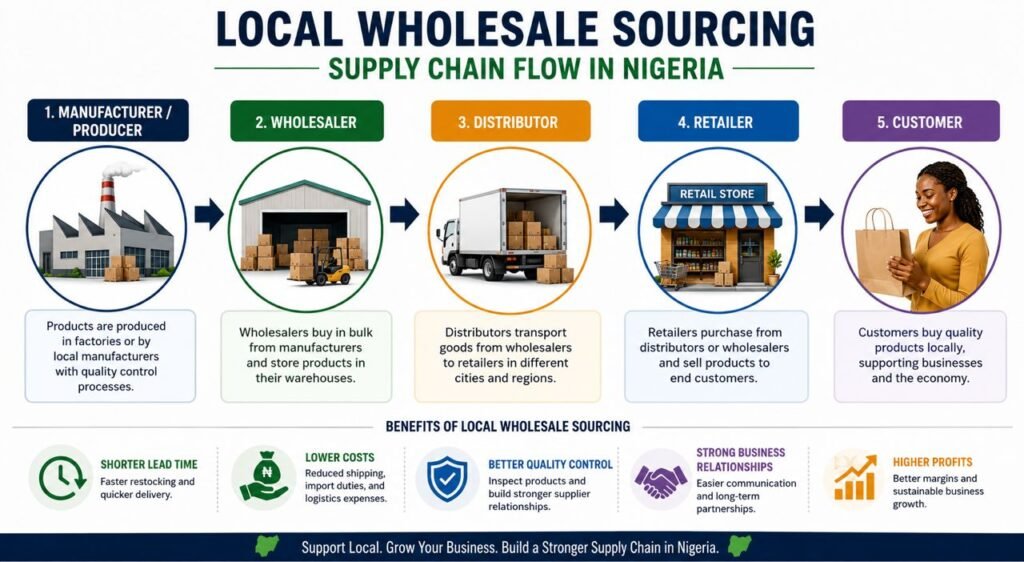 Local wholesale sourcing supply chain from manufacturers to retailers in Nigeria